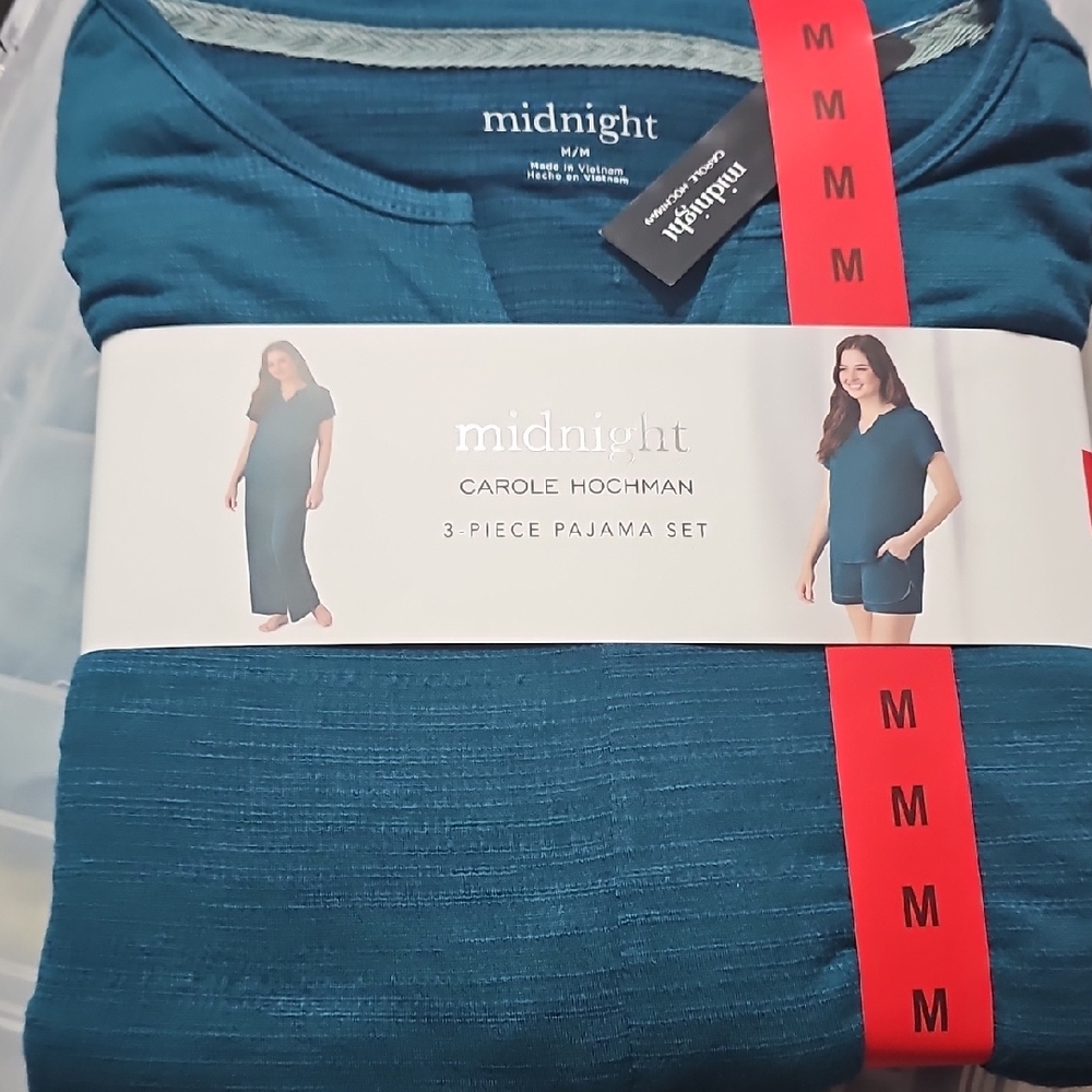 Midnight by Carole Hochman Teal 3-Piece Pajama Set
